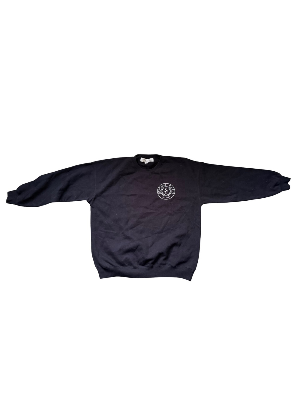 Social Club Black Crewneck Sweatshirt with Front and Back Logo
